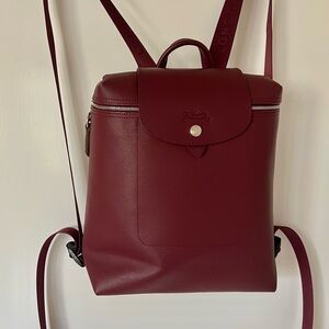 Longchamp Le Pilate Medium Mulberry Leather Backpack